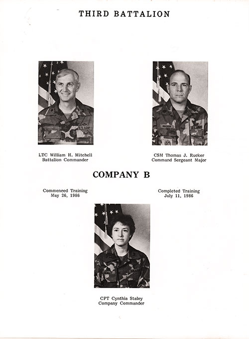 Company B 1986 Fort Leonard Wood Basic Training Leadership, Page 2.