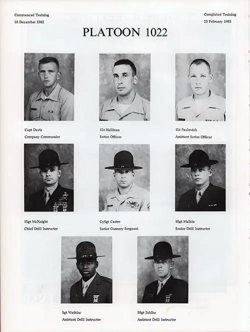 Platoon 1982-1022 MCRD Parris Island Leadership, Page 2.