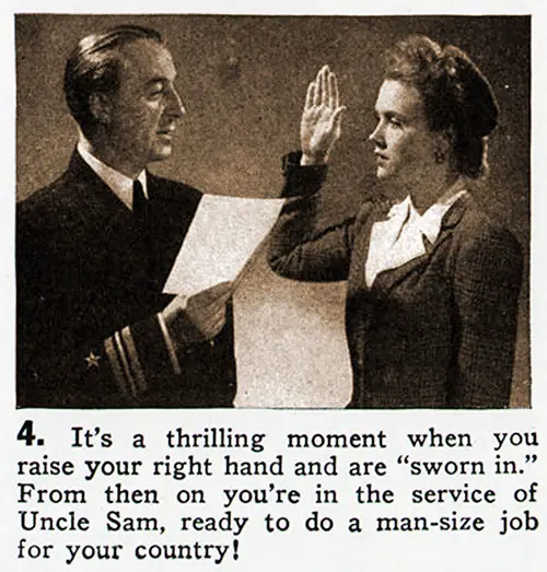 Becoming a WAVE, Step 4: "Swearing In" for Service in the US Navy.