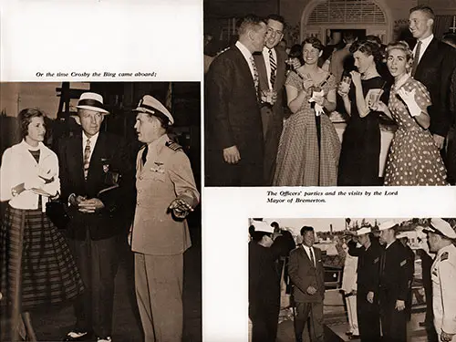Memories of USS Shangri-La Pre-Cruise Events - Mr. & Mrs. Bing Crosby, Officers' Parties, and Visits by Lord Mayor of Bremerton.