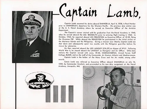 Capt. Lamb Assigned to the USS Shangri-La CVA-38.
