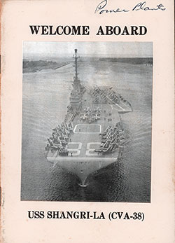 Front Cover, USN Brochure: Welcome Aboard, USS Shangri-La (CVA-38), nd circa late 1950s.