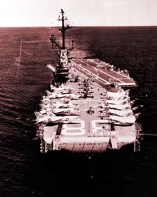 USS Shangri-la (CVA-38) Underway at Sea off Mayport, Florida, With Carrier Air Group Ten (CAG-10) Embarked, August 1960.
