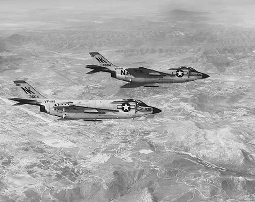 F3H-2 "demon" fighters Of VF-141, in flight, 13 February 1961. Photo by NAS Miramar. Naval History and Heritage Command. NH 71250.