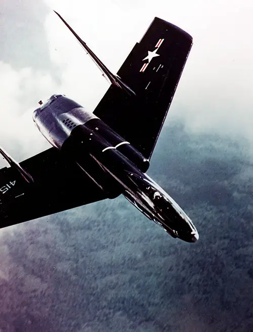 Vought F7U-1 Cutlass in flight, circa 1950s. Vought F7U-1 Cutlass in flight from Naval Air Test Center, Patuxent River, Maryland. Circa 1950s. Courtesy of the Photographer, Commander Richard Timm, USN Retired.
