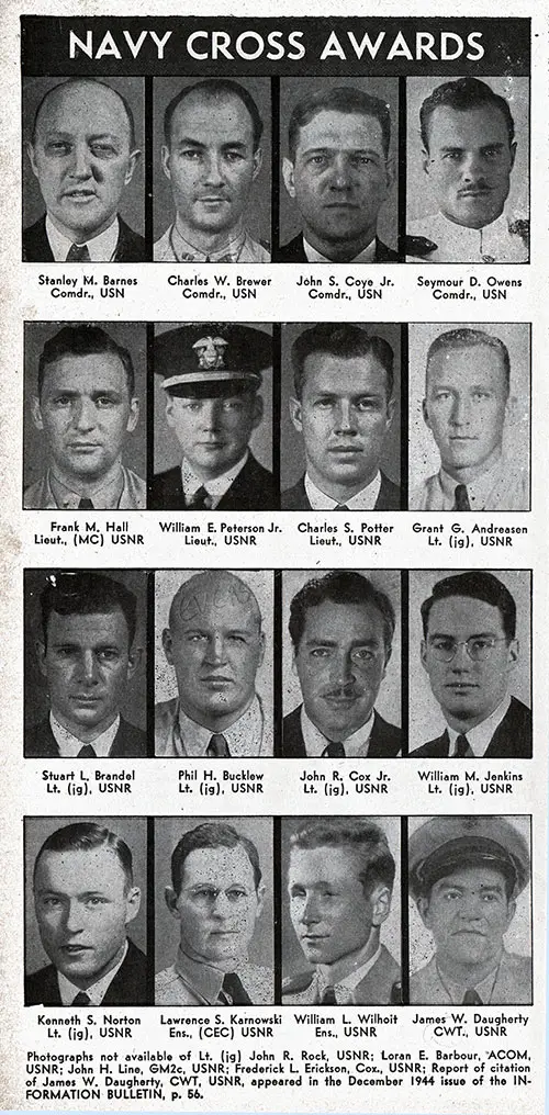 United States Navy Cross Recipients - Reported January 1945