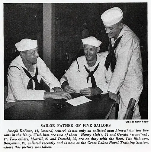 Joseph DeBoer, Sailor, Father of Five Sailors. Official Navy Photo.