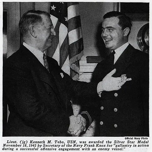 Silver Star Medal Recipient. Lt. (jg) Kenneth M. Tebo, USN