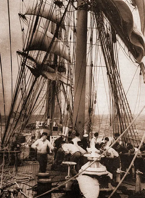 Scene Aboard the Coast Guard Cadet Training Ship Eagle.