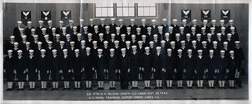 Group Photo, Company 1770, R. H. Nelson, SP(A)2, Company Commander, 28 September 1944, U. S. Naval Training Center, Great Lakes, Illinois.