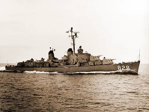 The USS Timmerman (DD-828) Shown Underway off the Coast of Newport, RI 10 July 1953.