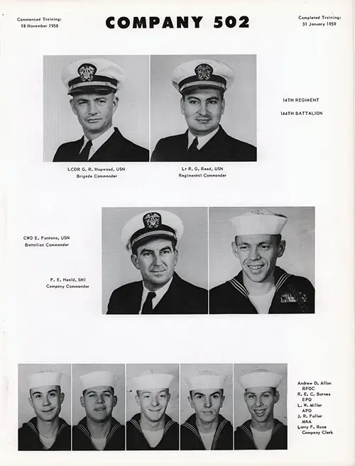 Company 58-502 Great Lakes NTC Recruits, Page 1.