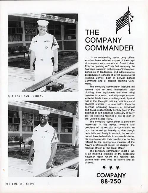 Company 88-250 Great Lakes NTC Recruits, Company Commanders, Page 1.