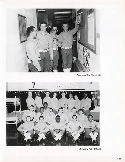 Company 88-250 Great Lakes NTC Recruits, Checking the Watch Billm, Company Petty Officers, Page 8.