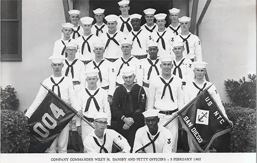 Company 62-004 San Diego NTC Company Commander Wiley H. Dansby and Petty Officers, 5 February 1962.