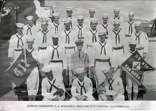 Company 65-411 Company Commander W. B. Ghighizola, QMCM and Petty Officers - 18 October 1965.
