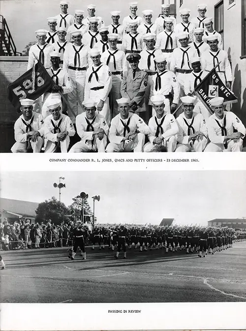 Company 65-472 San Diego NTC Recruits, Company Commander and Petty Officers, Passing in Review.