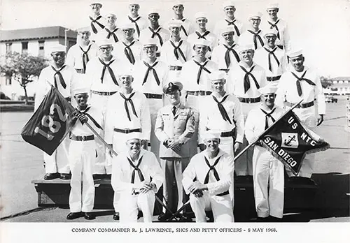 Company 68-182 San Diego NTC Company Commanders and Petty Officers - 8 May 1968.