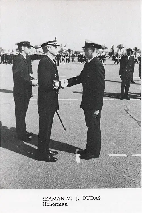 Company 77-052 San Diego NTC Recruit Honorman: Seaman M. J. Dudas.