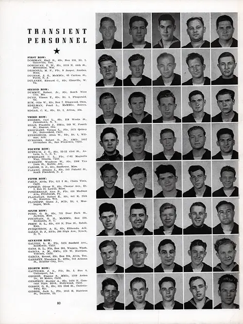 US Naval Receving Station Transient Personnel, Shoemaker, CA, Vol XXVII, 1945, Page 80.