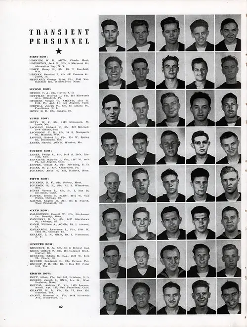US Naval Receving Station Transient Personnel, Shoemaker, CA, Vol XXVII, 1945, Page 82.