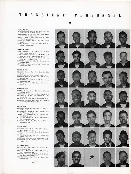 US Naval Receving Station Transient Personnel, Shoemaker, CA, Vol XXVII, 1945, Page 92.