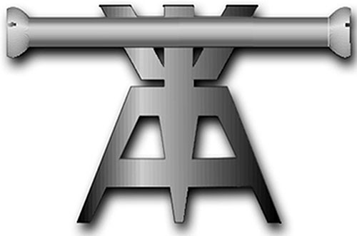 Insignia or Rating Badge for a US Navy Fire Control Technician (Ft). A Range Finder.