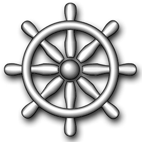 Insignia for US Navy Quartermaster (QM). A Ship's Helm.