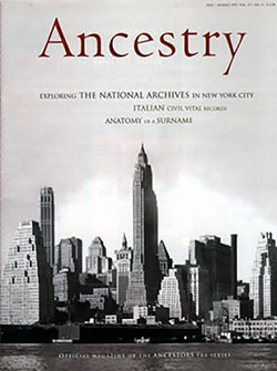 Front Cover, Ancestry Magazine, Volume 15, Number 4, July / August 1997.