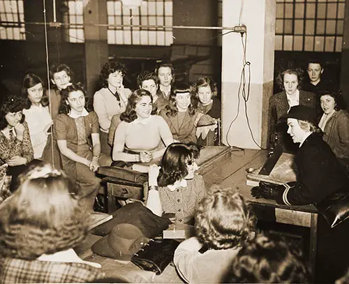 A WAVES Visit with NYA Girls, c. 1940.