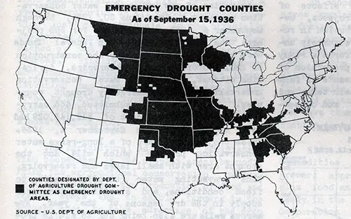 Emergency Drought Counties as of September 15, 1936
