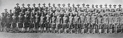 Left Half of Group Panoramic Photo of the Cadets of the Second Infantry Company, Third Officers Training Camp, Camp Devens, 1918.