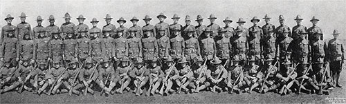 Right Half of Group Panoramic Photo of the Cadets of the Third Infantry Company, Third Officers Training Camp, Camp Devens, 1918.