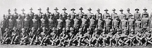Left Half of Group Panoramic Photo of the Cadets of the Fourth Infantry Company, Third Officers Training Camp, Camp Devens, 1918.