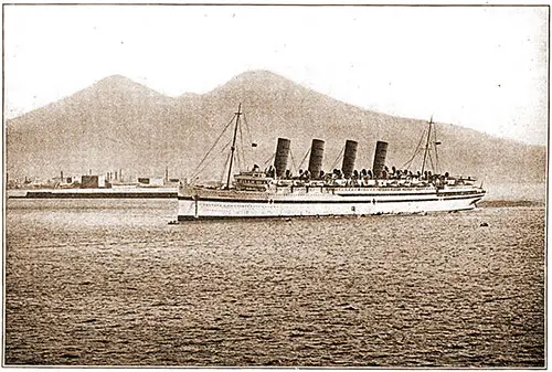 The Cunard Liner Mauretania as a Hospital Ship off Naples Harbor.