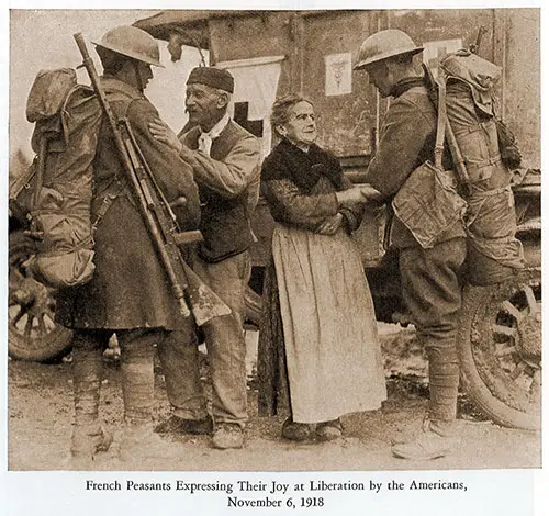 French Peasants Expressing Their Joy at Liberation by the Americans, 6 November 1918.