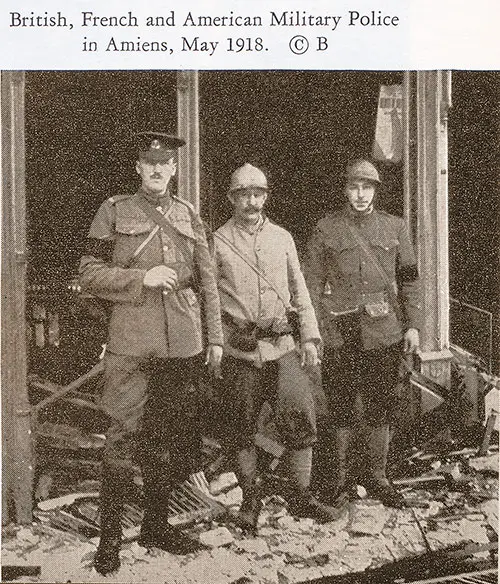 British, French, and American Military Police in Amiens, France.