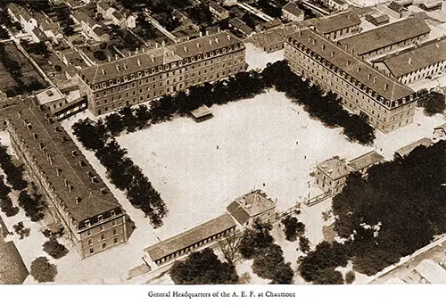 View of the General Headquarters of the Allied Expeditionary Force at Chaumont, France.