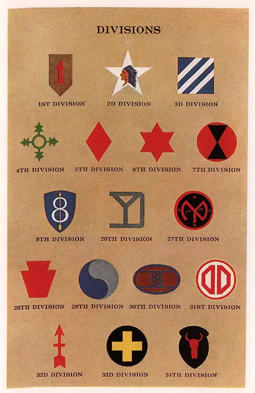 Distinctive Insignia of the American Expeditionary Forces, Plate 2: Divisions 1-34.