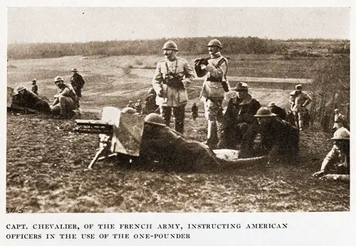 Capt. Chevalier, of the French Army, Instructing American Officers in the Use of the One-Pounder