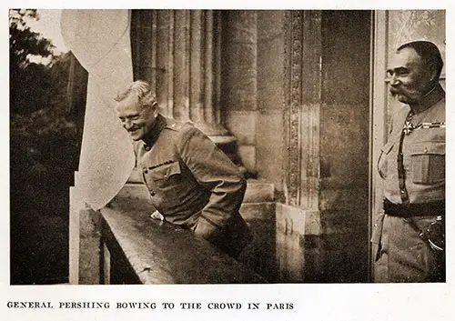 General Pershing Bowing to the Crowd in Paris.