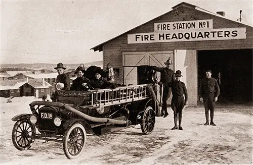 Fire Station No. 1 - Fire Headquarters at Camp Devens Showing Fire Truck 1A.