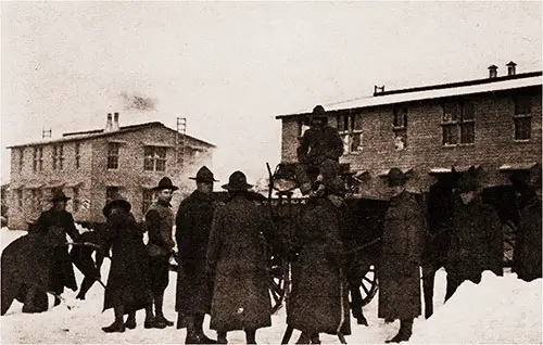 Group of Men From Headquarters Train Trying To Make the Roads Passable After a Snowstorm.