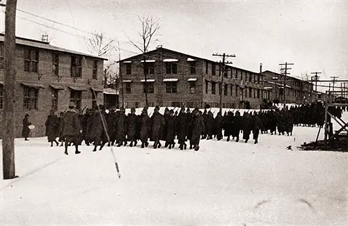 Columns of Platoons from the 304th Infantry.