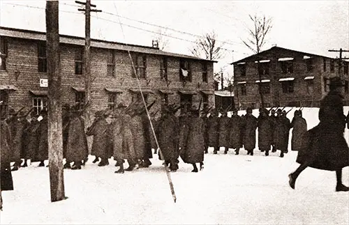 The Formality Being Over, the Battalions of the 304th Infantry Are Returning to Their Barracks in Column of Platoons