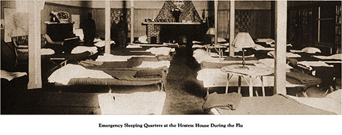 Emergency Sleeping Quarters at the Hostess House during the Flu Epidemic. Pictorial Souvenir of Camp Zachary Taylor, 1928.