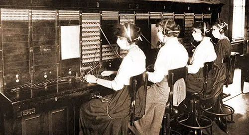 Telephone Operators with "Flu" Masks.