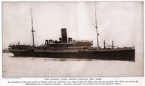 The Italian Liner Ancona Leaving New York.