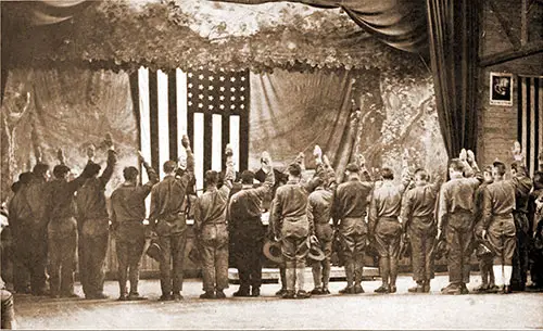 Thousands of Devens Men Became Citizens of the United States, Shown Being Sworn in by Judge Morton of Boston.