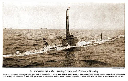 A Submarine With the Conning Tower and Periscope Showing.